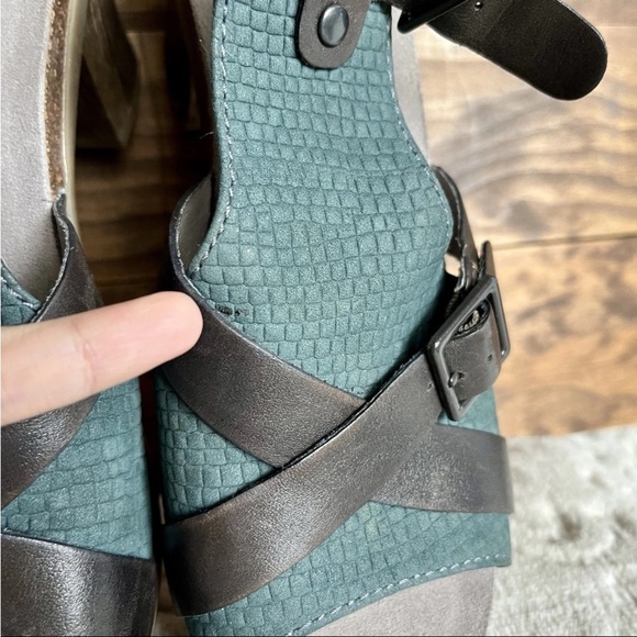 Dansko Dominique Block Heel Comfort Sandals Size 39 US 8.5-9 Boho Teal Gray EUC - Picture 12 of 15